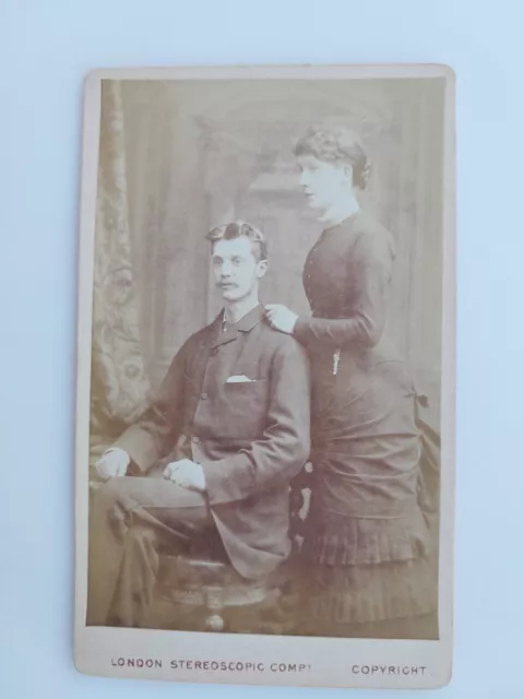 Victorian Carte de Visite CDV: Handsome Couple Fashion: London Stereo & Photo Co