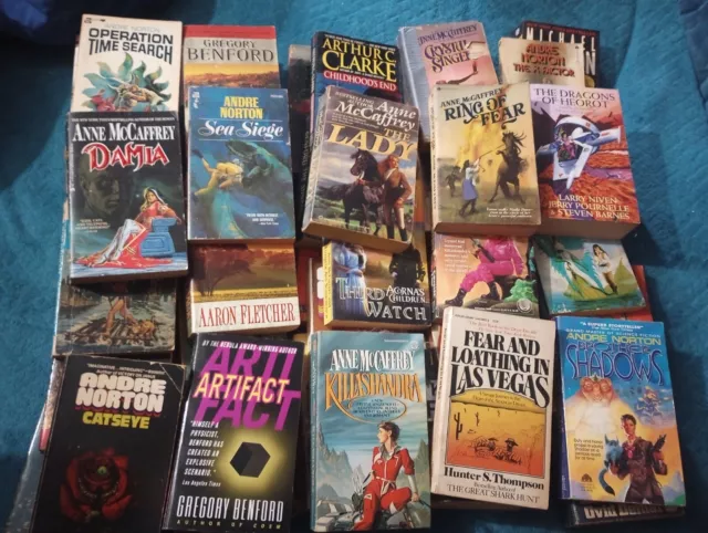 Vintage Mostly Science Fiction Paperback Books Various Authors - Mixed Lot of 45