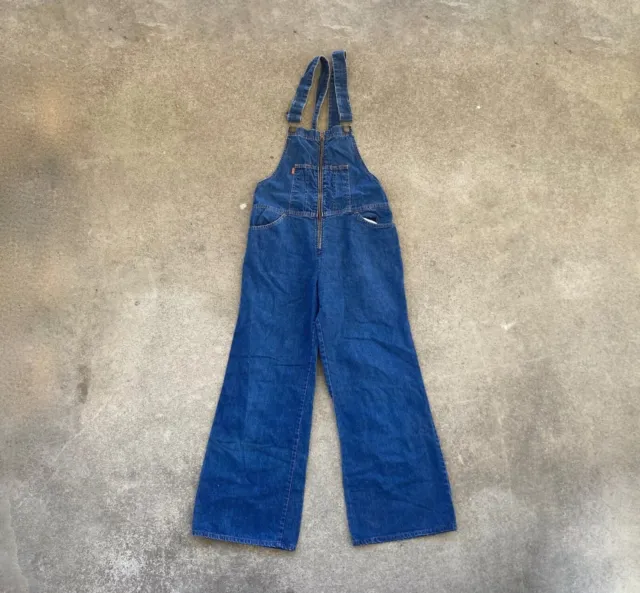 Vintage Womens 1970s LEVIS Dark Indigo Denim OVERALLS Size 32 x 27 Small Medium