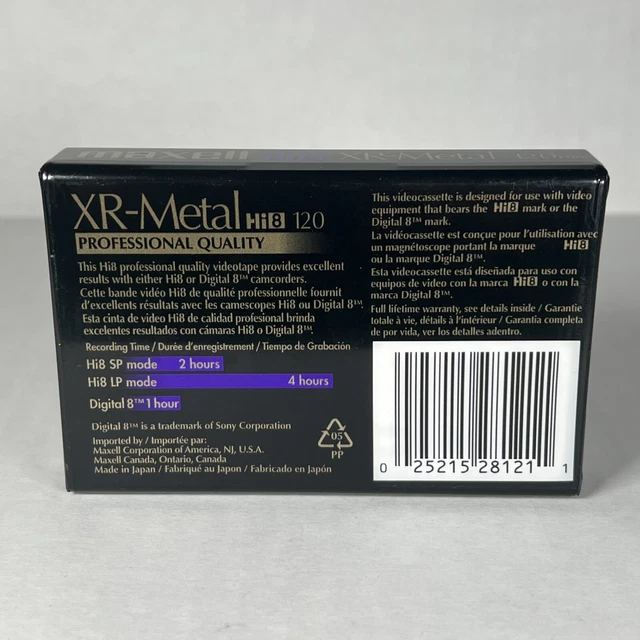 MAXELL XRMETAL HI8 120 Blank Camcorder Video Tape Professional Quality