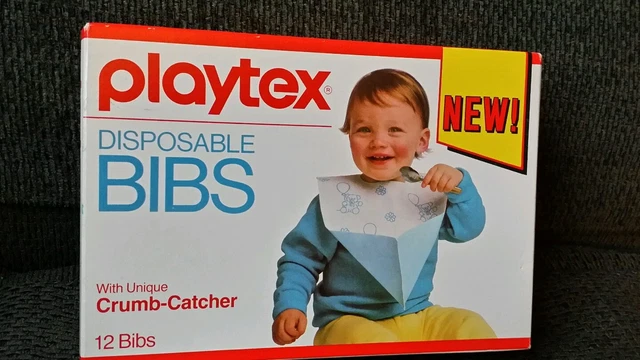 NOS PLAYTEX 12 Disposable BIBS Crumb-Catcher 1987 Vintage NEW Prop