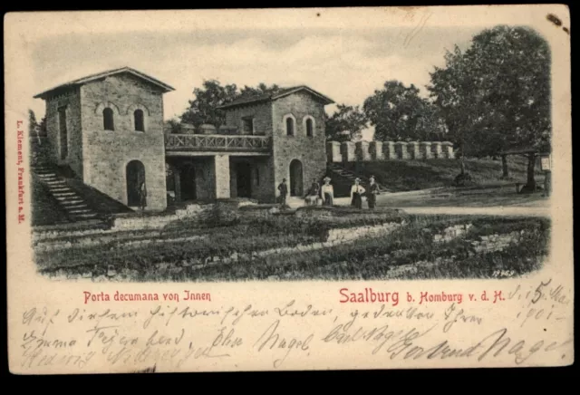 BAD HOMBURG v.d.H. * SAALBURG - Porta decumana von innen * RELIEF-AK gel. 1901