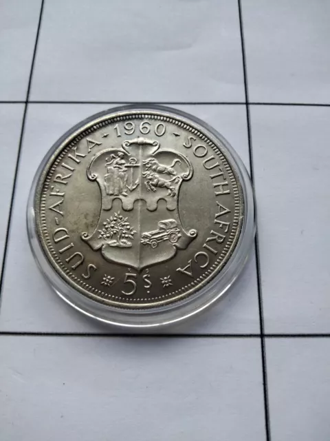 Südafrikanisches Silber 5 Schilling 28,36 g 1960 Krone.