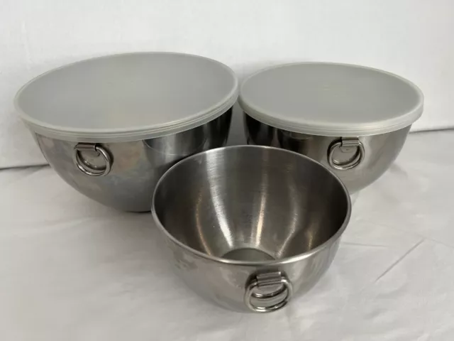 REVERE WARE Stainless Steel Mixing Bowls Hanging D Rings e93 Set of 3