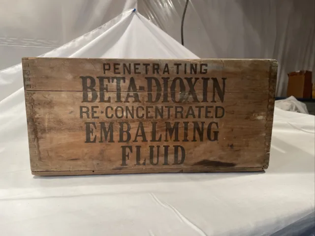 Vintage Antique Wood Crate Box for H.S. Eckels & Co. Beta-Dioxin Embalming Fluid
