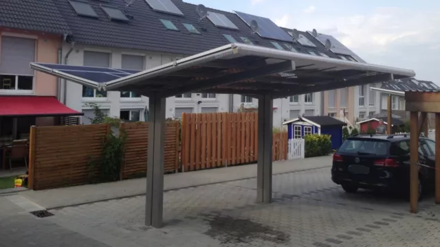 Ximax Carport Linea Kombi. Typ 80 Y-Ausführung Edelstahl-Look L 4,95 x B 5,48 m