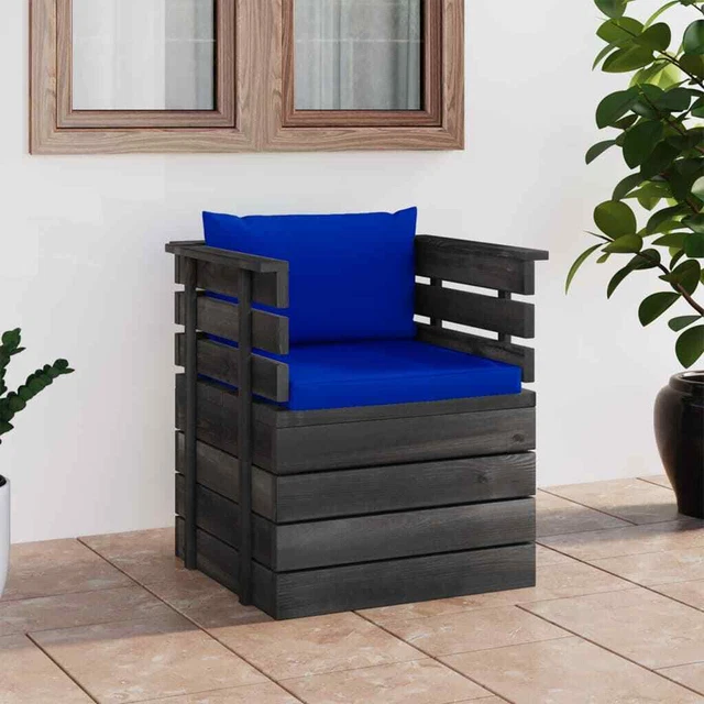 vidaXL Fauteuil de jardin avec coussins Bois de pin 011 OBF