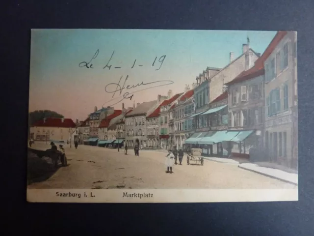 SARREBOURG Saarburg Moselle CPA 57 jolie carte couleur de la place du marché