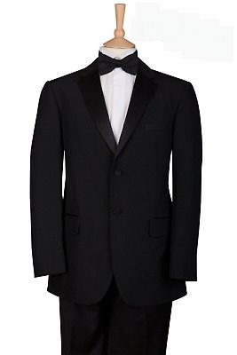Mens 2 Pc Black Tuxedo Suit Single Breasted Tux Jacket And Trousers Black Tie