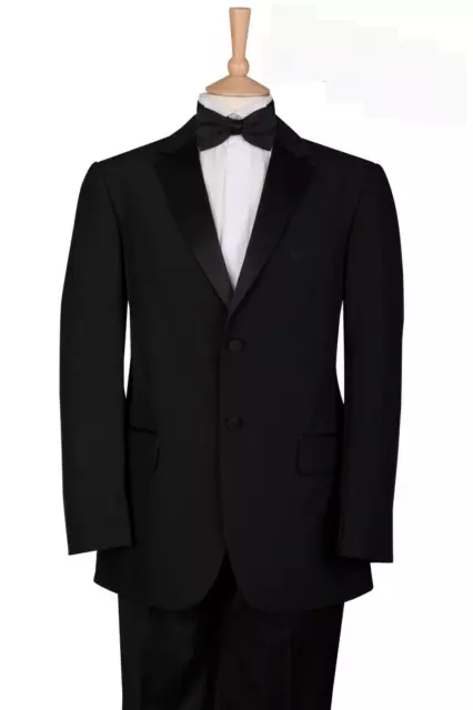 Mens 2 Pc Black Tuxedo Suit Single Breasted Tux Jacket And Trousers Black Tie