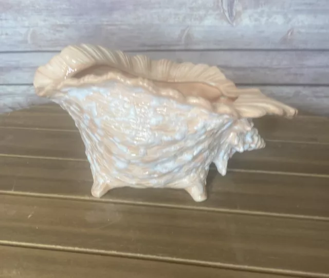 Vintage Large Ceramic Atlantic Mold Conch Shell Seashell Planter Mid Century