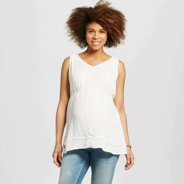 New Women's Maternity Clothes Top Cream Tunic Shirt NWT Size Large