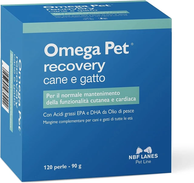 Omega Pet Recovery Cane E Gatto, 120 Perle Appetibili, per Il Normale Mantenimen