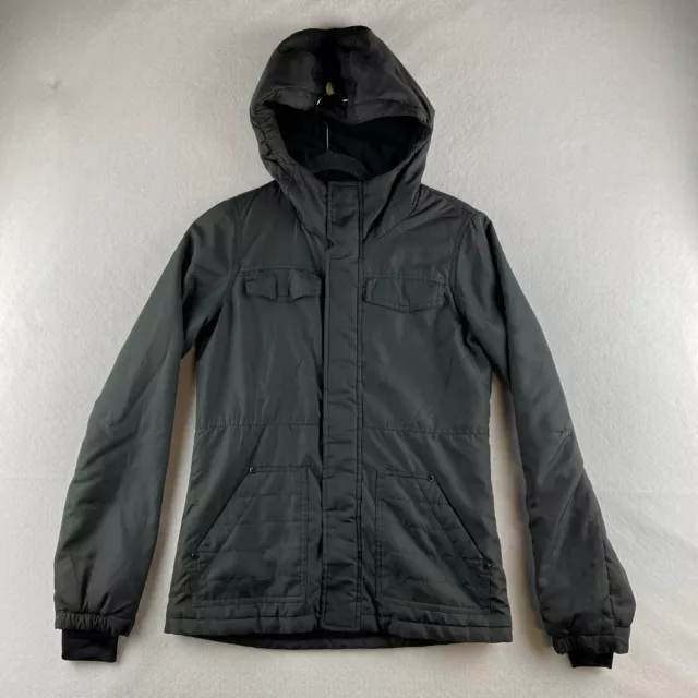 Billabong Jacket Mens S Small Hooded Full Zip Fleece Lined Button Pockets Black