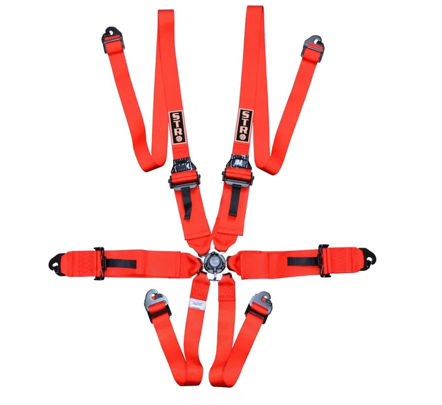 6-Point 3" to 2" FHR HANS Rally Race Harness Seat Belt FIA 2026 STR RED
