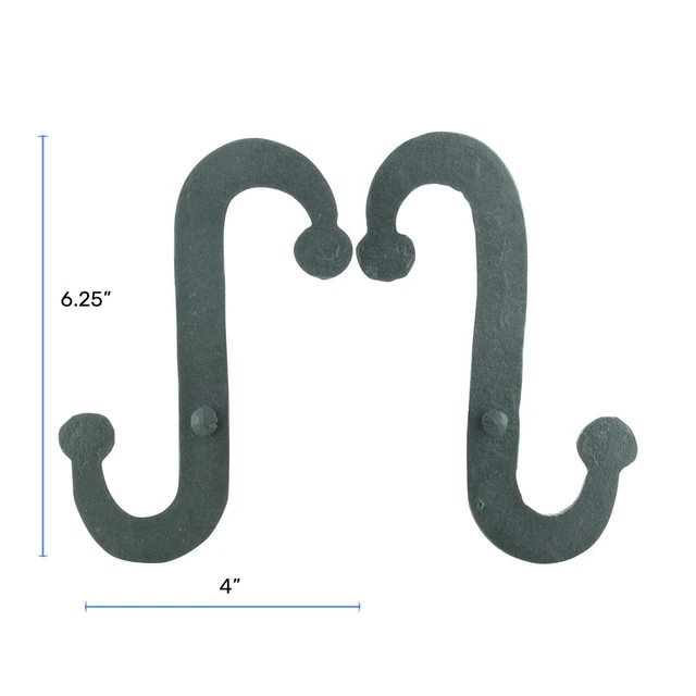Renovators Supply 2 Pair Black Shutter Dog S Shaped Wrought Iron Material 2