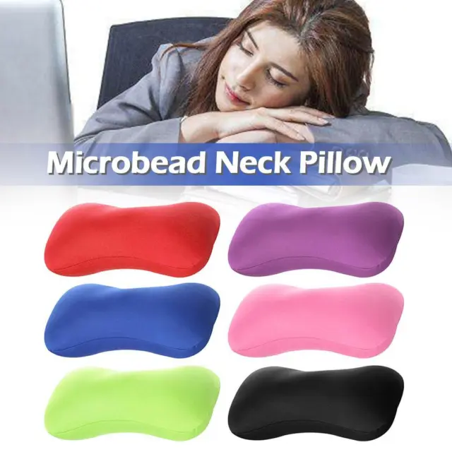 Micro bead Pillow Cushion Travel Beanie Bolster Roll Nap Pillow Neck X0E3