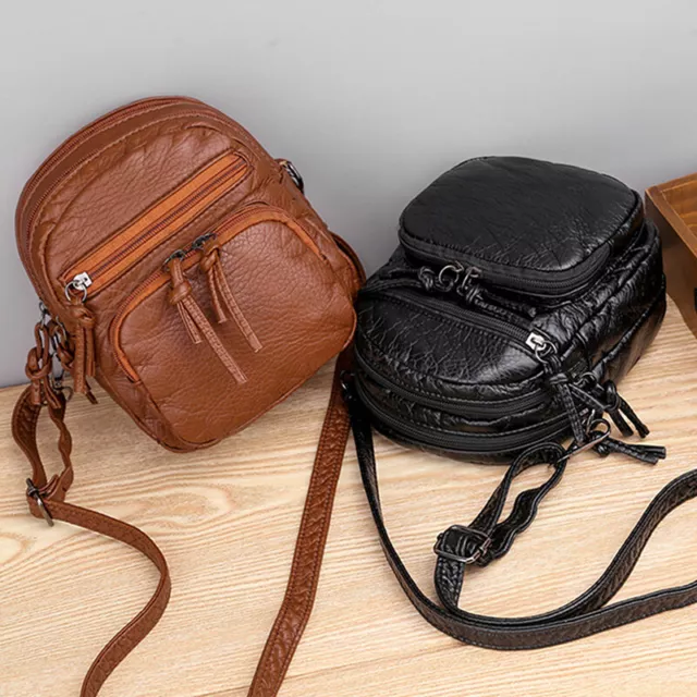 Vintage Crossbody Bag Women PU Leather Shoulder Bag Multifunction Messenger Bag