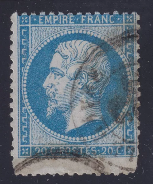 Timbre - France 1862, Empire dentelé, n° 22, oblitéré, piquage décalé. Très beau