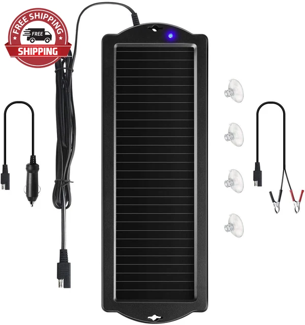 Car Battery Trickle Charger & Maintainer 12V Solar Panel Power Battery Charger w