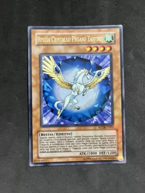 Yu Gi Oh Carta Bestia Cristallo Pegaso Zaffiro Ultra Rara Fotb-It007 Vintage Old