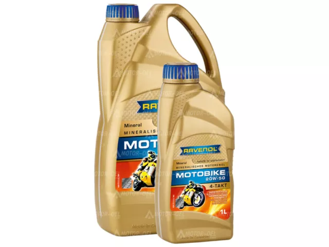 5 (4+1) Liter RAVENOL Motobike 4-T Mineral SAE 20W-50, Motorenöl Made in Germany