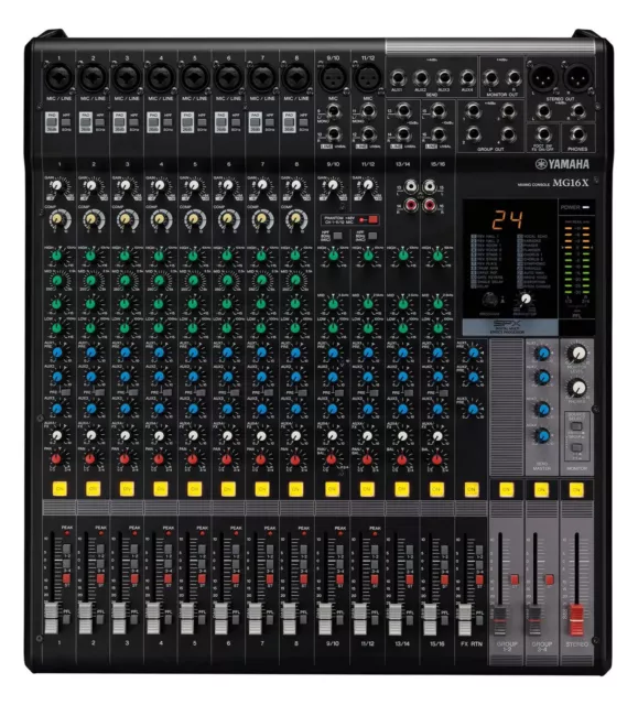 Yamaha MG16X 16 Kanal Mischpult Analog Mixer 24 SPX Effekte Kompressor Live PA