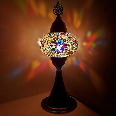 Autentico Turkish Colorato Lampada Luce Stile Tiffany Vetro Scrivania Tavolo Ce