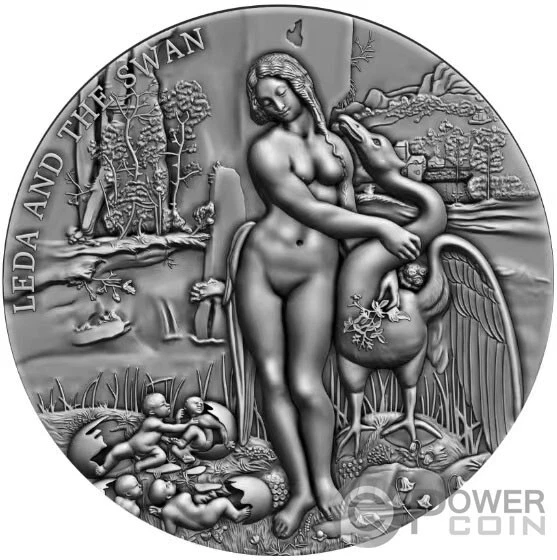 LEDA AND THE SWAN 2 Oz Silver Coin 2000 Francs Cameroon 2023