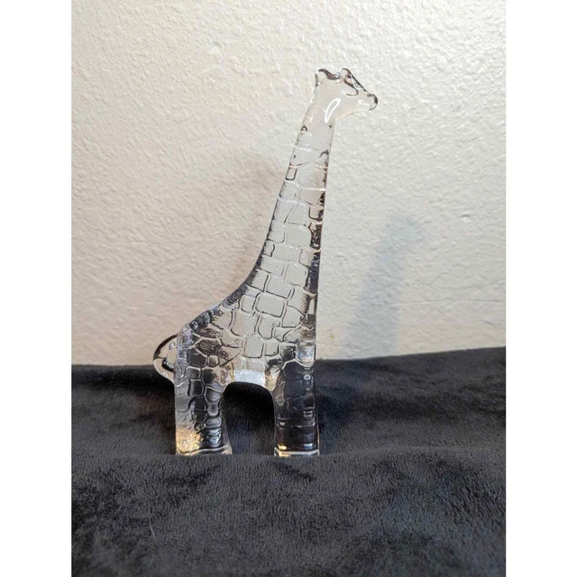 Vintage Kosta Boda UV Glass Giraffe Figurine 7 Inch Paperweight - GLOWS