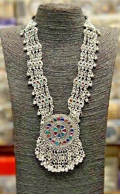 Ethnic Bollywood Style Design Silver Oxidized Long Necklace Indian Jewelry Set