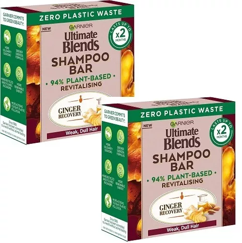 Garnier Ultimate Blends Ginger Recovery Revitalising Shampoo Bar 60g Pack of 2