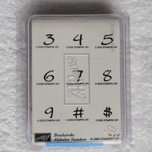 STAMPIN UP BRUSHSTROKE ALPHABET NUMBERS Rubber Stamp Set of 12 10.00