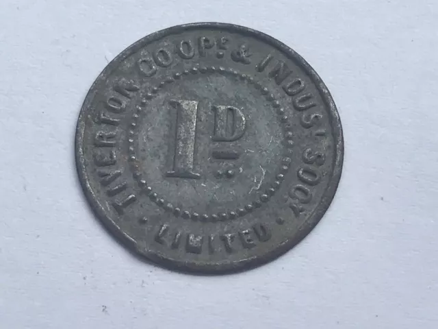 Vintage Token Coin - Tiverton Co-op & Indus Soc 1D 1 Pence