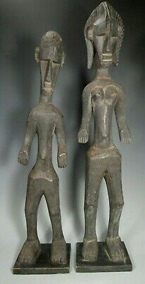 Pair African Mali Bamana Standing Couple Figures  28 1/2" High ca. 20th century