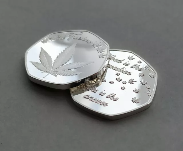 'Freedom' Cannabis/Weed Leaf / Hemp Design Silver Plated Commemorative Coin 3