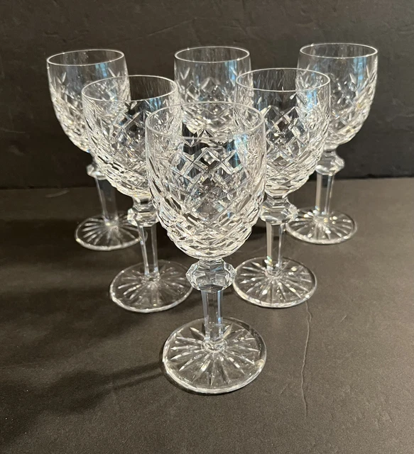 Waterford Crystal POWERSCOURT Lot of 6 White Wine Glasses 6 3/8” Exc