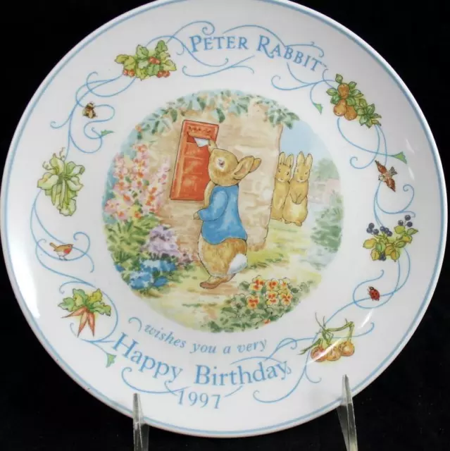 Wedgwood Peter Rabbit Coleccionista Placa Happy Birthday 1997 con Caja