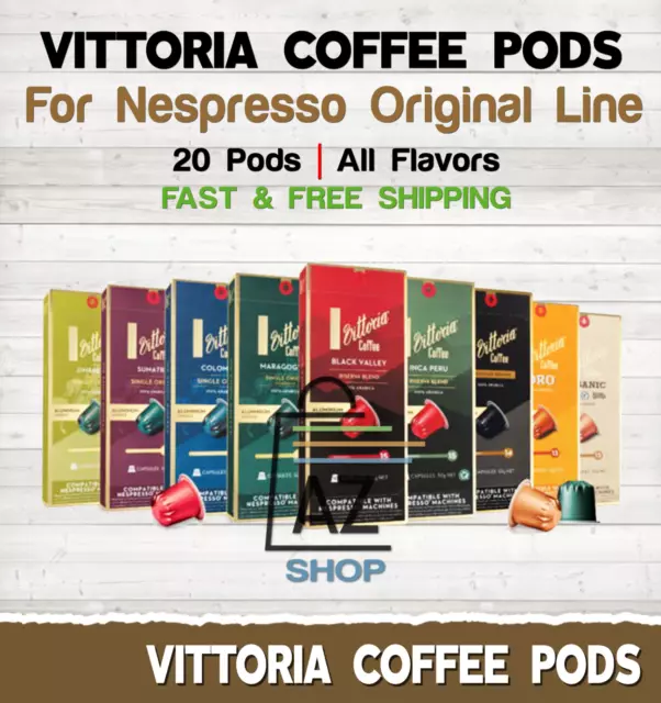 Vittoria Coffee Pods Espresso 20 Capsules Fits Nespresso Original Line FLAVOURS