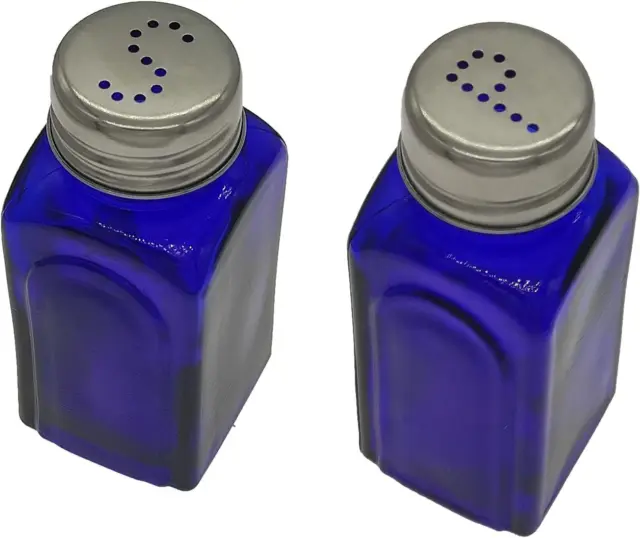 Ritadeshop Retro Glass Salt and Pepper Shakers Set (2, Cobalt Blue)