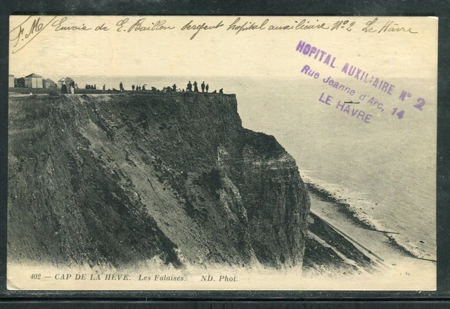 Cachet de l 'Hôpital Auxiliaire n° 2 du Havre sur carte postale pour Pantin 1915