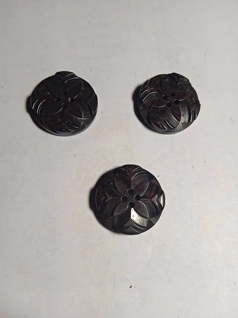3   Boutons " Art Déco , " 19mm  .Bakélite Neuf De Stock Ancien