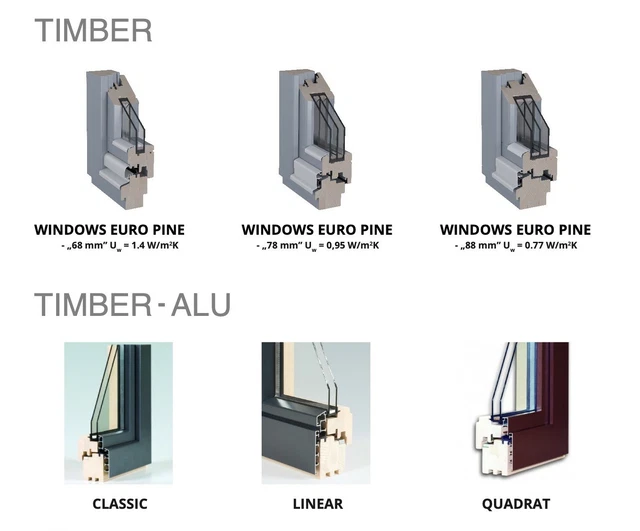 Fenêtres revêtues bois et bois/aluminium et portes extérieures/intérieurs. Basse énergie  5
