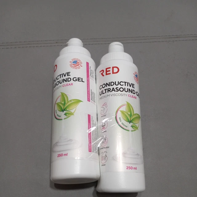 RED Medium Viscosity Ultra-sound Gel Clear Color Bottles 250ml