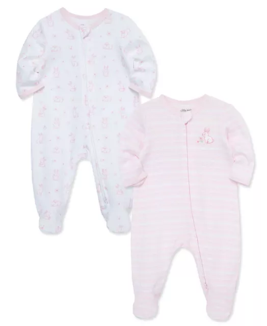 Little Me Baby Girl Springtime Long-Sleeve Footed Coverall 2-Pack (6 Months)