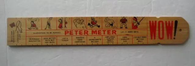 PETER METER Vintage Wooden Wood Ruler Gag Gift Novelty Sex Funny Joke Humor