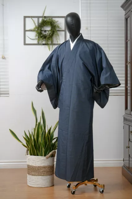 Dear Vanilla Japanese Silk Kimono Men's Robe Gown Authentic Japan Vintage Mint