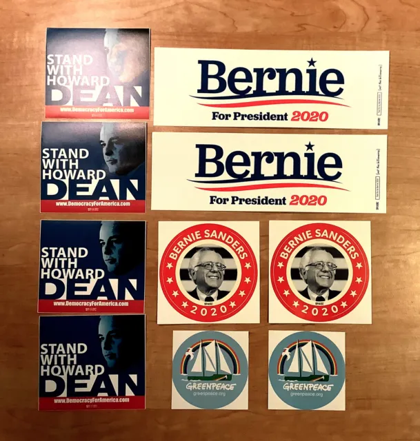BERNIE SANDERS & HOWARD DEAN Presidential Campaign  Bumper Stickers & Greenpeace