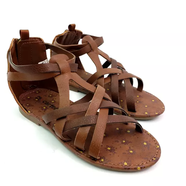 Carters Natalia Toddler Girls Size 12 Brown Back Zip Strappy Gladiator Sandals