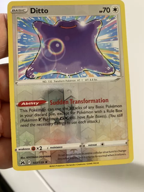  Pokemon - Ditto 107/159 - Crown Zenith - Holo Rare Card : Toys  & Games